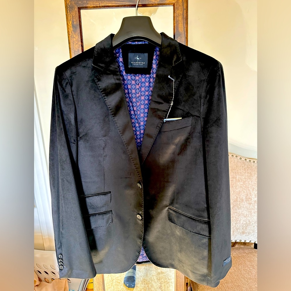 Tailor Byrd black velvet blazer sport coat dinner jacket